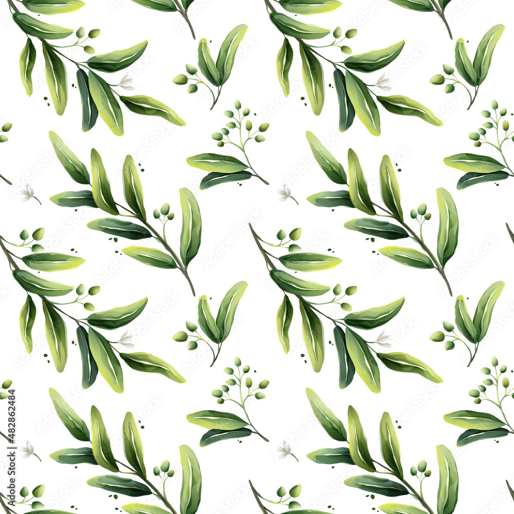 Seamless vector olive pattern on white. Seamless vector olive pattern on white.