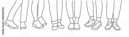 Vector with female legs in trousers and shoes.