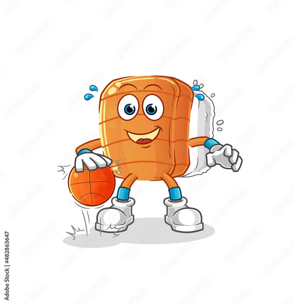 sushi dribble basketball character. cartoon mascot vector