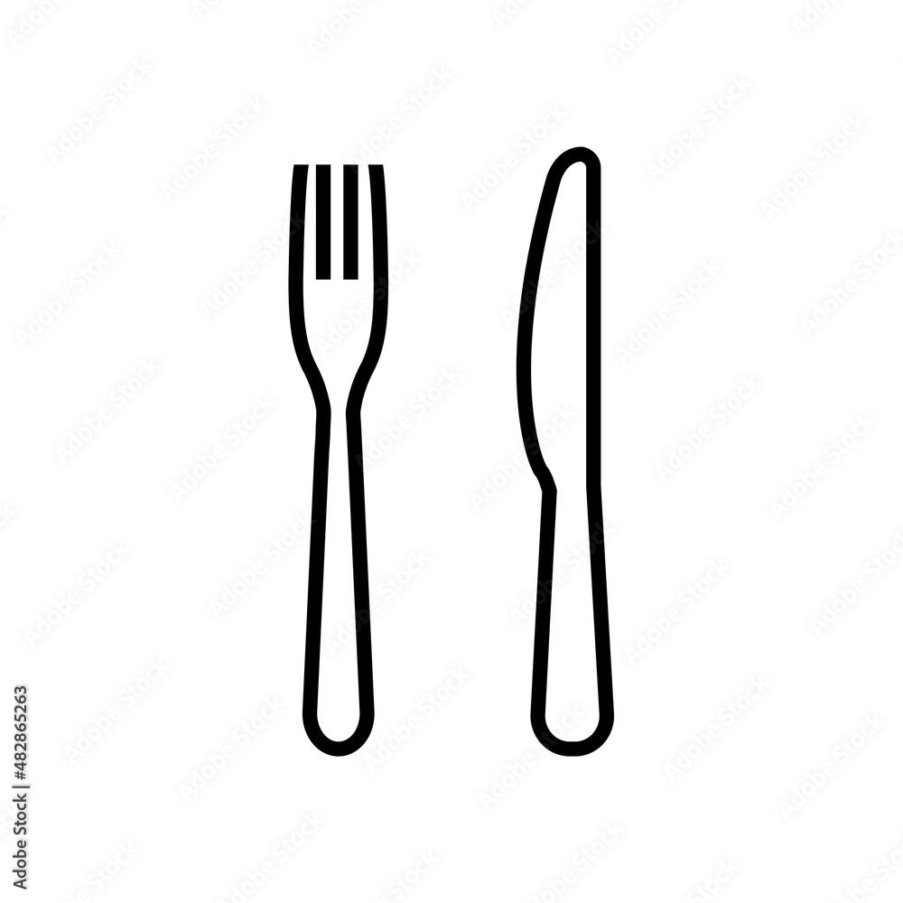 Fork and knife line icon, vector outline logo isolated on white background Fork and knife line icon, vector outline logo isolated on white background