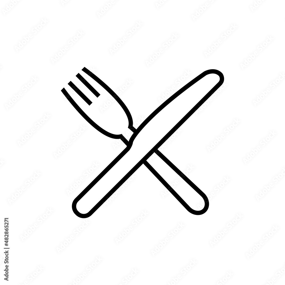 Fork and knife line icon, vector outline logo isolated on white background Fork and knife line icon, vector outline logo isolated on white background