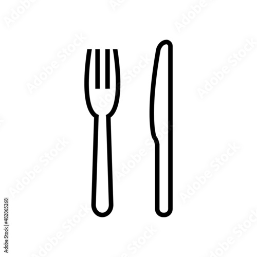 Fork and knife line icon, vector outline logo isolated on white background