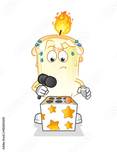 candle play whack a mole mascot. cartoon vector