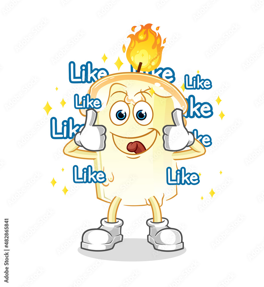 candle give lots of likes. cartoon vector