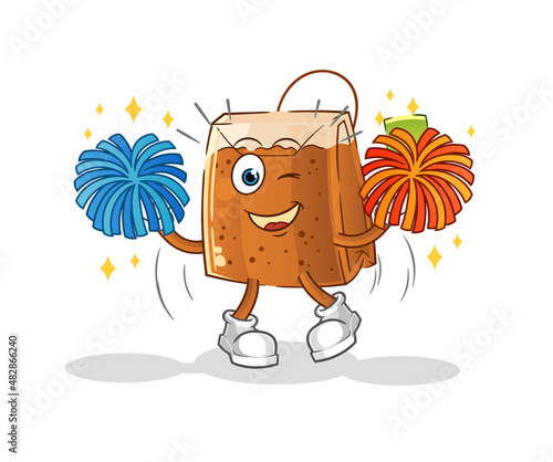 tea bag cheerleader cartoon. cartoon mascot vector