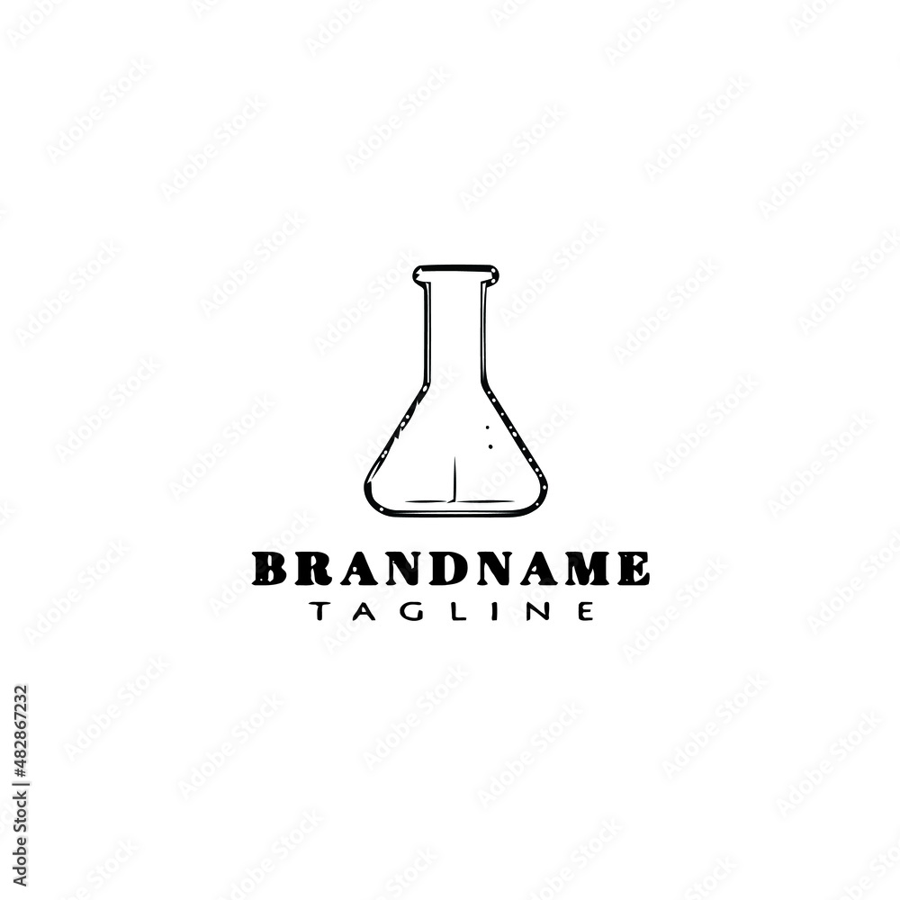 erlenmeyer cartoon logo template icon black isolated vector illustration erlenmeyer cartoon logo template icon black isolated vector illustration