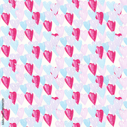 Watercolor background for Valentine's Day. Hearts.
