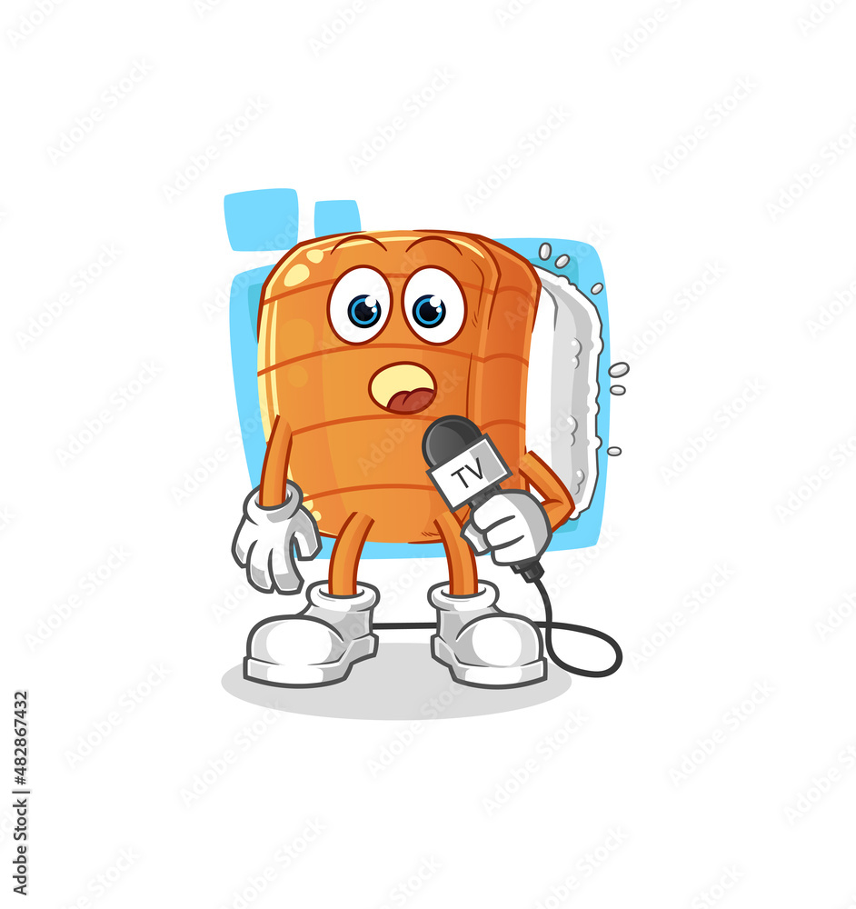 sushi tv reporter cartoon. cartoon mascot vector