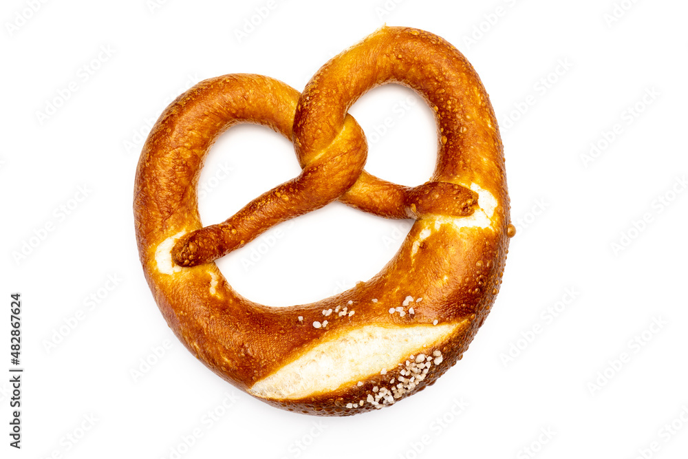 Pretzel isolated on white. Fresh fragrant brezel top view. Pretzel isolated on white. Fresh fragrant brezel top view.