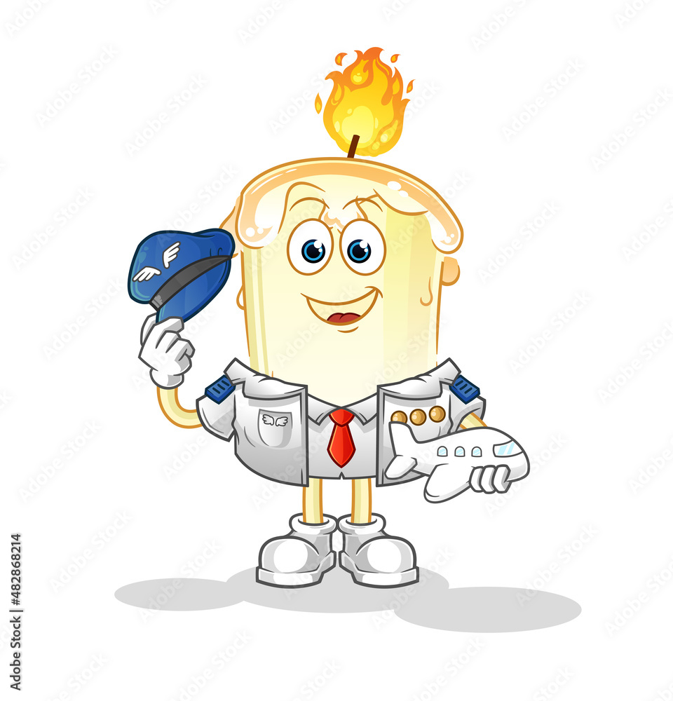 candle pilot mascot. cartoon vector candle pilot mascot. cartoon vector