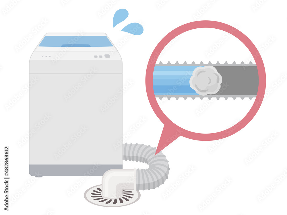 洗濯機のホースに埃が詰まって水が流れないイラスト 故障 Stock Vector Adobe Stock