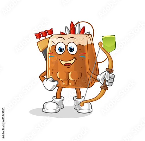 tea bag native american tribe. cartoon mascot vector