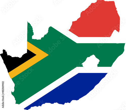 South Africa  flag on map isolated  on png or transparent  background,Symbol of South Africa ,template for banner,advertising, commercial, and business matching country,vector illustration
