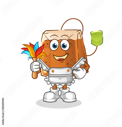 tea bag maid mascot. cartoon vector