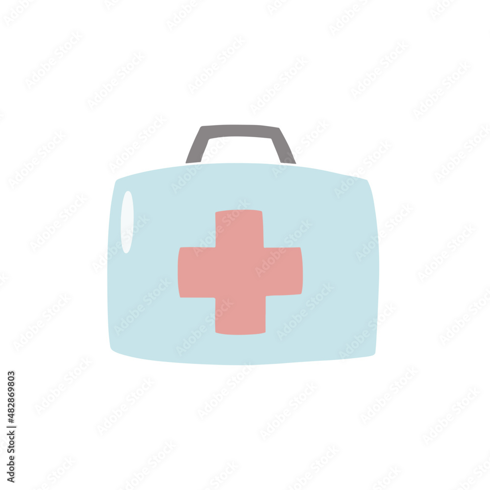 Obraz premium medical bag flat doodle hand drawn