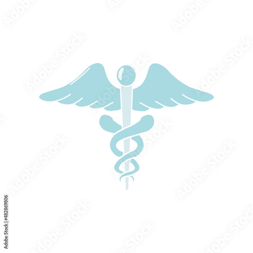 caduceus flat doodle hand drawn