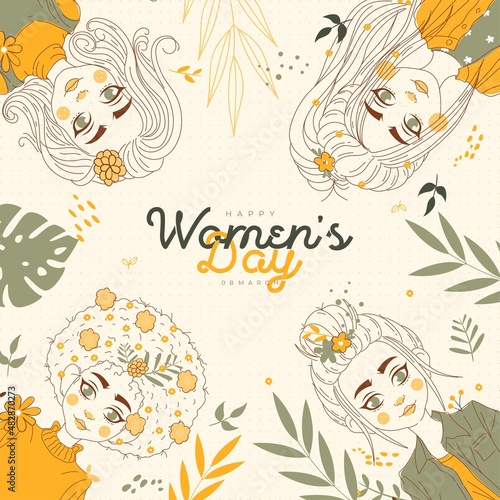 International women s day illustration with profile of woman