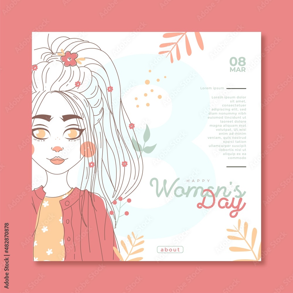 International women's day illustration with profile of woman International women's day illustration with profile of woman