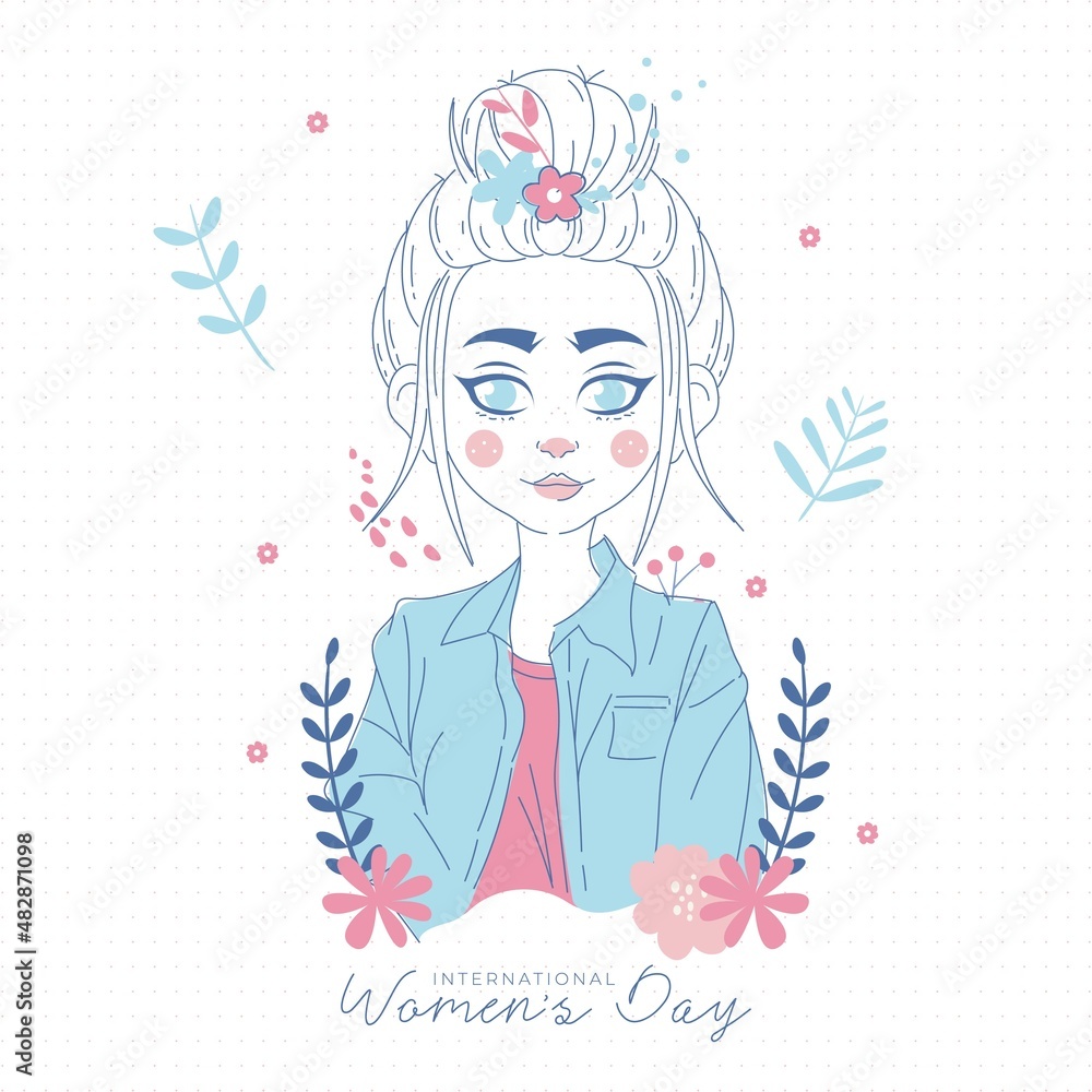International women's day illustration with profile of woman International women's day illustration with profile of woman