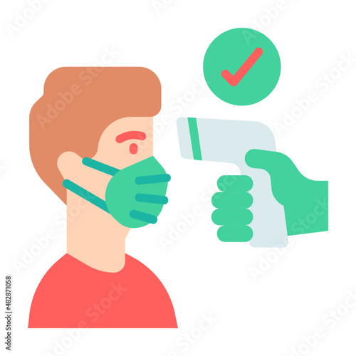 forehead temperature flat icon