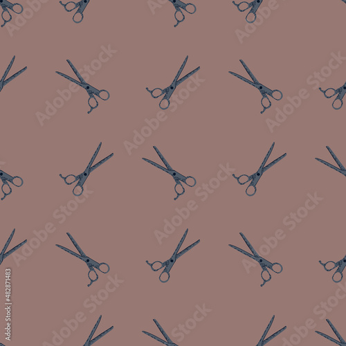 Scissors seamless pattern. Retro salon background.