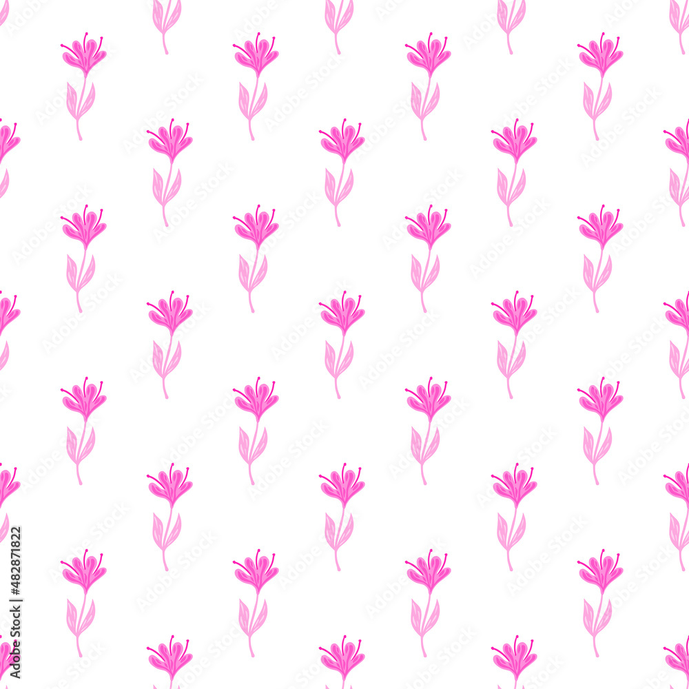 Flower cute seamless pattern. Hand drawn field background. Flower cute seamless pattern. Hand drawn field background.