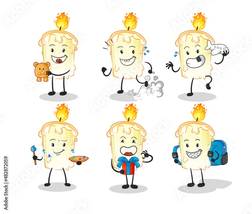 candle children group character. cartoon mascot vector