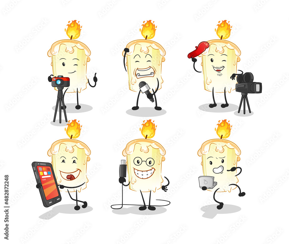 candle technology group character. cartoon mascot vector candle technology group character. cartoon mascot vector