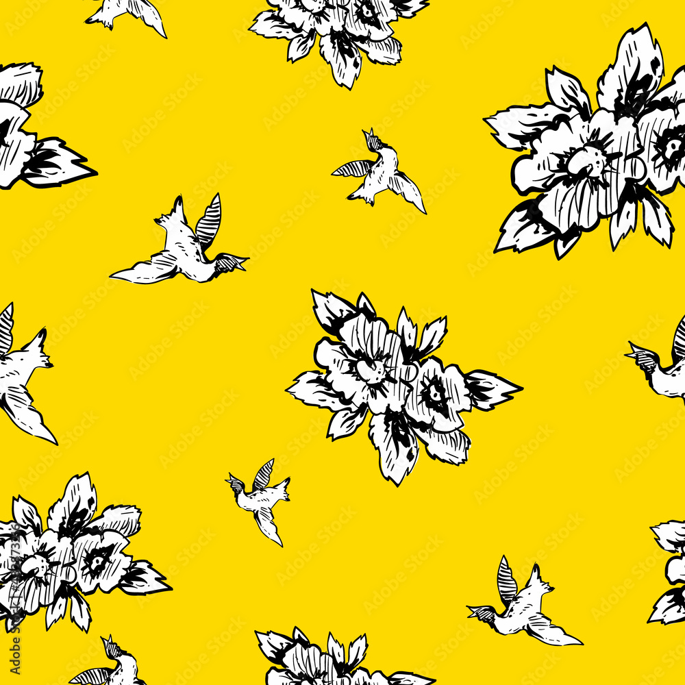 Obraz premium Seamless pattern backgrounds. hand drawn decorative elements, vector illustration
