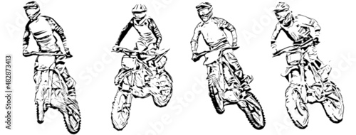 Motocross Jump silhouette Vector isolated on white background.