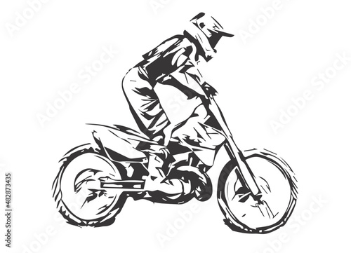 Motocross Jump silhouette Vector isolated on white background.