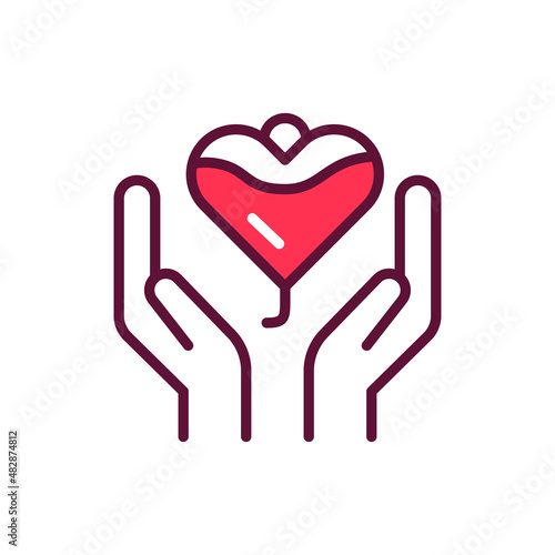Blood Donor day line icon. Isolated vector element.