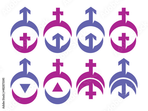 Male and female sexual gender orientation design element set icons. Vector illustration