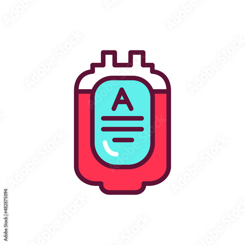 Donor blood type A color line icon. Isolated vector element. Outline pictogram for web page, mobile app, promo