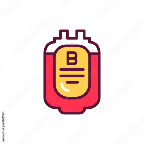 Donor blood type B line icon. Isolated vector element.