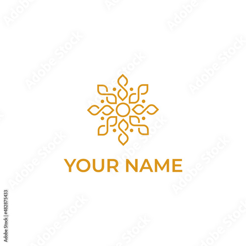 Luxury flower letter s vector logotype. Linear universal sun design logo