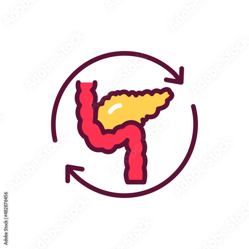 Pancreas transplant line icon. Isolated vector element.