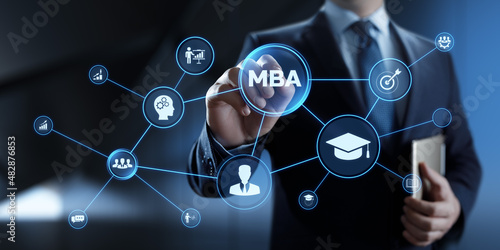 Fototapeta Naklejka Na Ścianę i Meble -  MBA Master of business administration education learning concept on screen.