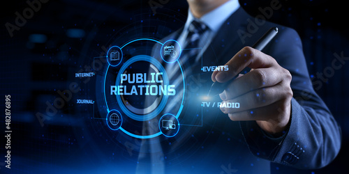 PR Public relations concept. Communication advertising marketing strategy.