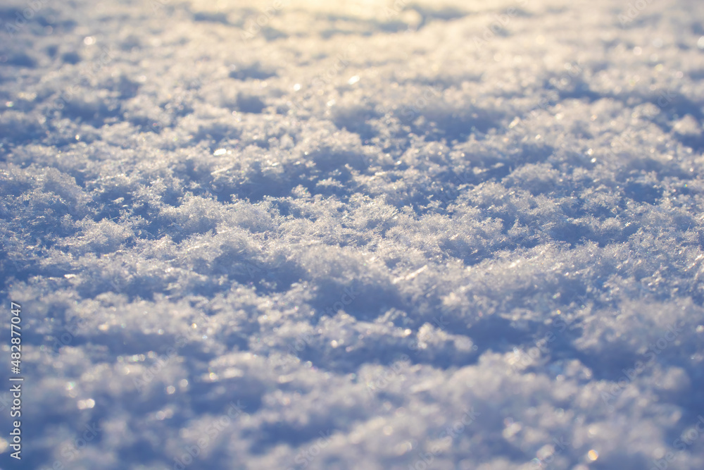 Naklejka premium Macro background of fresh snowflake texture