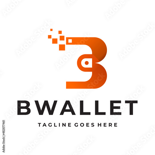 B wallet Crypto logo. multifunctional logo be used in technology companies, in companies and applications for software development, construction