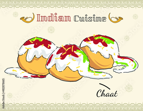 Indian street food, famous chaat. Chaat Pani Puri Sev Puri Dahi Puri Ragda pattice. Spicy and Tangy snacks