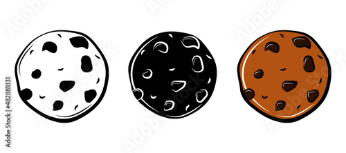Sweet chocolate biscuits cookies tasty food isolated icon sketch outline drawing doodle graphic logo design sugar dessert pastry bakery candy bar flat cartoon vector sticker