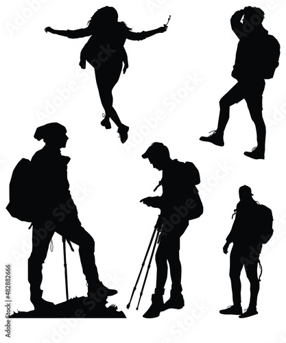 Hiker Silhouettes,Backpacker Silhouettes.
