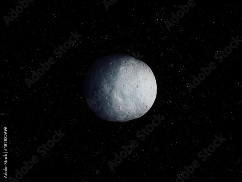 Dwarf planet at the edge of the solar system. An object from the Kuiper belt. Asteroid in space. 