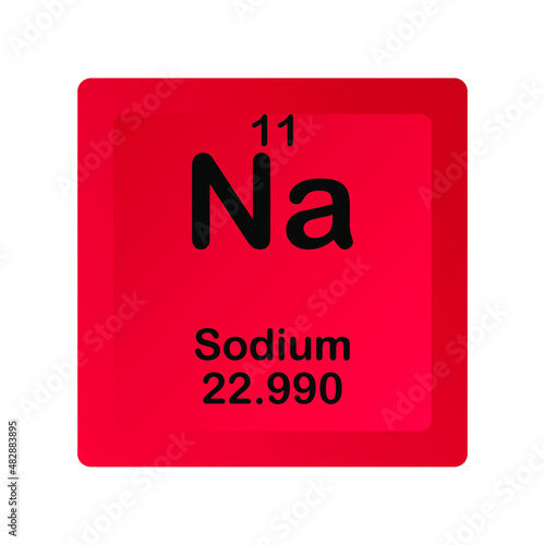 Sodium Na Chemical Element vector illustration diagram, with atomic number and mass. Simple flat dark gradient design for education, lab, science class.