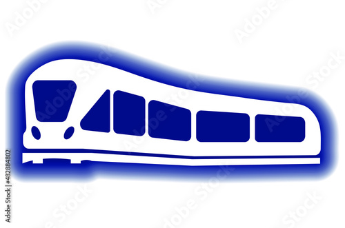 Train icon, symbol illustration, isolated simple vector, blue sign on white background, eps 10, silhouette transportation,railroad and railway, metro and subway, drawing objects, logo style