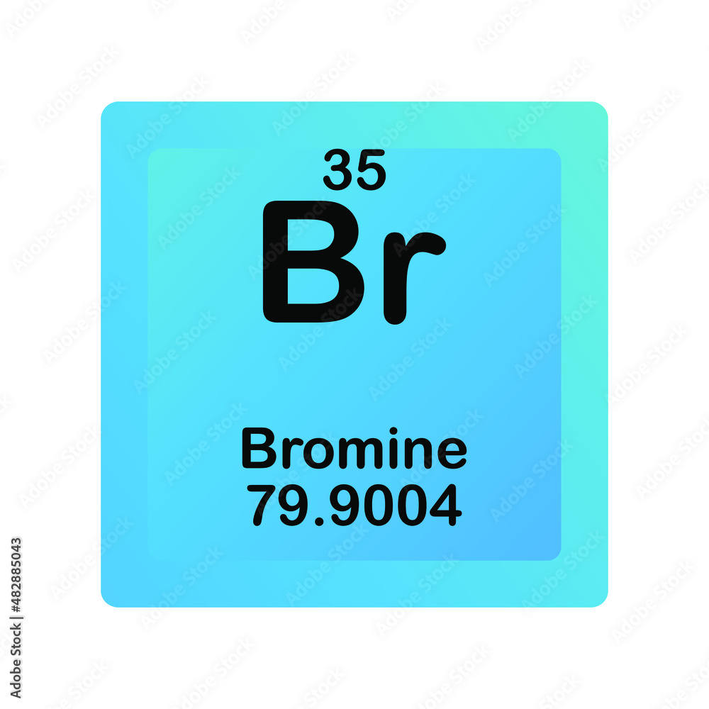 Bromine Br Chemical Element vector illustration diagram, with atomic