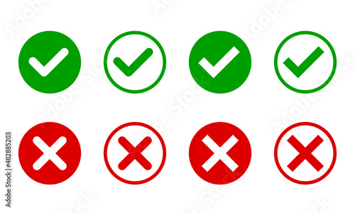 Free Download set of flat check marks. Tick and cross signs  - GFXLoad