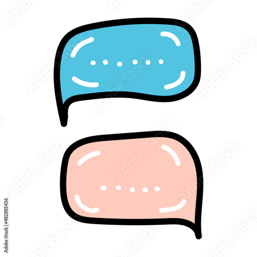 Doodle Speech bubbles with dots. Internet talk, chat, decoration. Hand drawn, doodle, line art vector element for social networks, web, sticker.